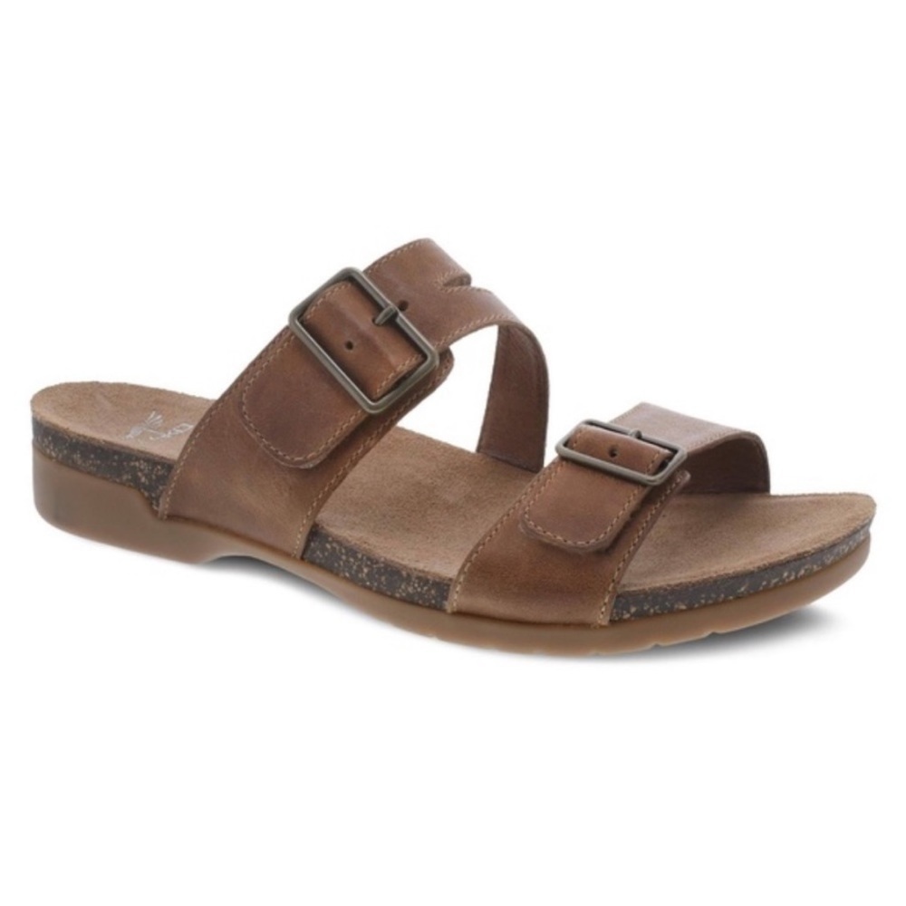 Dansko Rosie Waxy Burnished Leather Sandal Tan size 40 / US 9.5-10